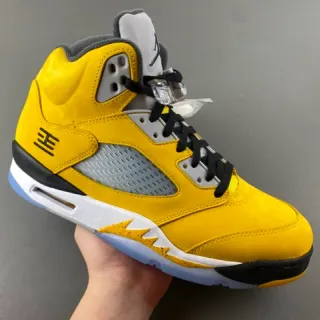 Air Jordan 5 Yellow Black White Basketball Shoes
