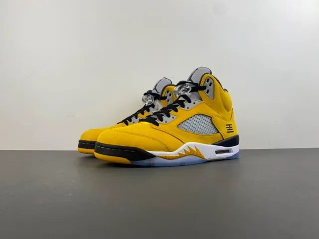 Air Jordan 5 Yellow Black White Basketball Shoes 10