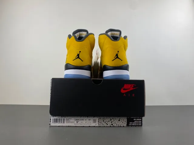 Air Jordan 5 Yellow Black White Basketball Shoes 18