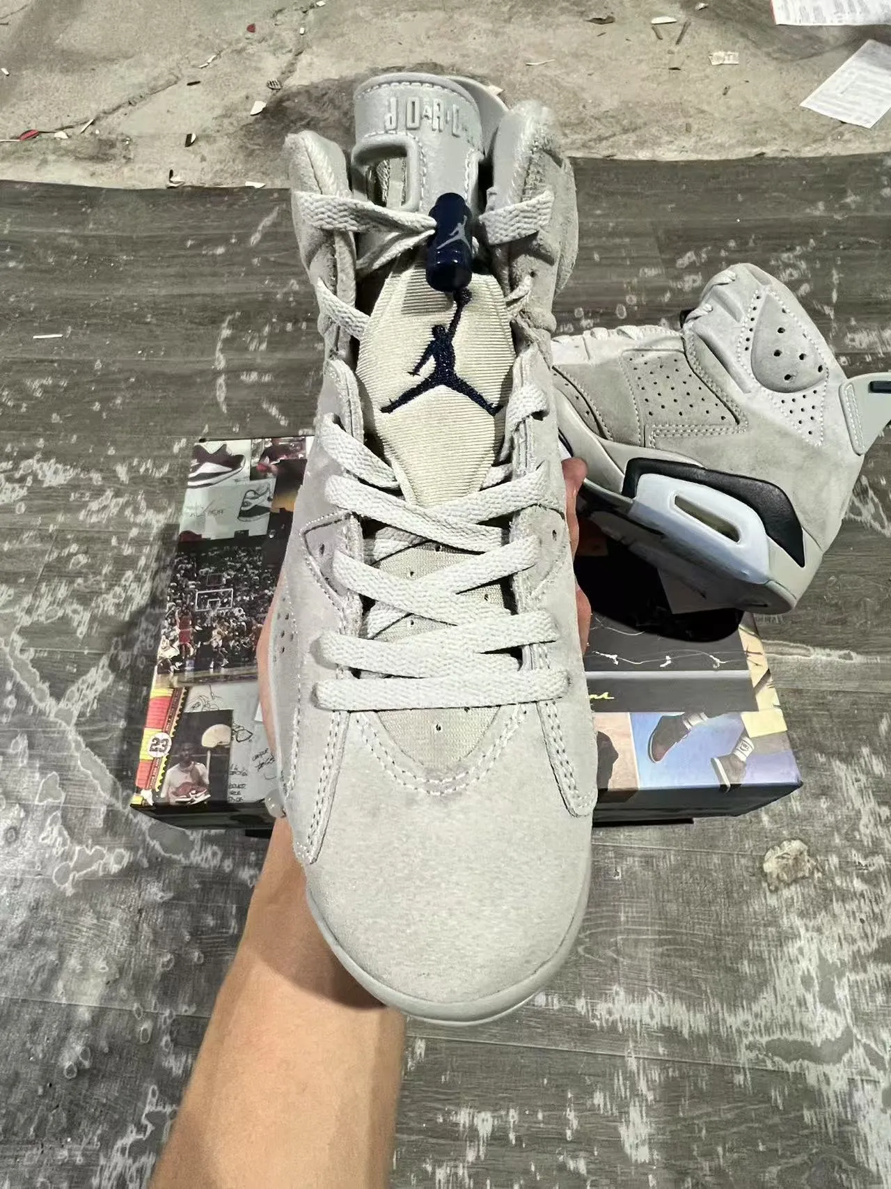Air Jordan 6 Light Gray Suede Black White Basketball Shoes 6
