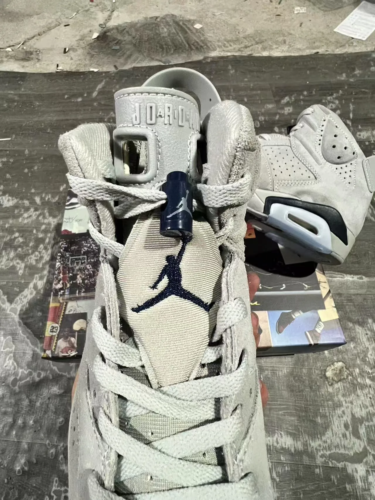 Air Jordan 6 Light Gray Suede Black White Basketball Shoes 7