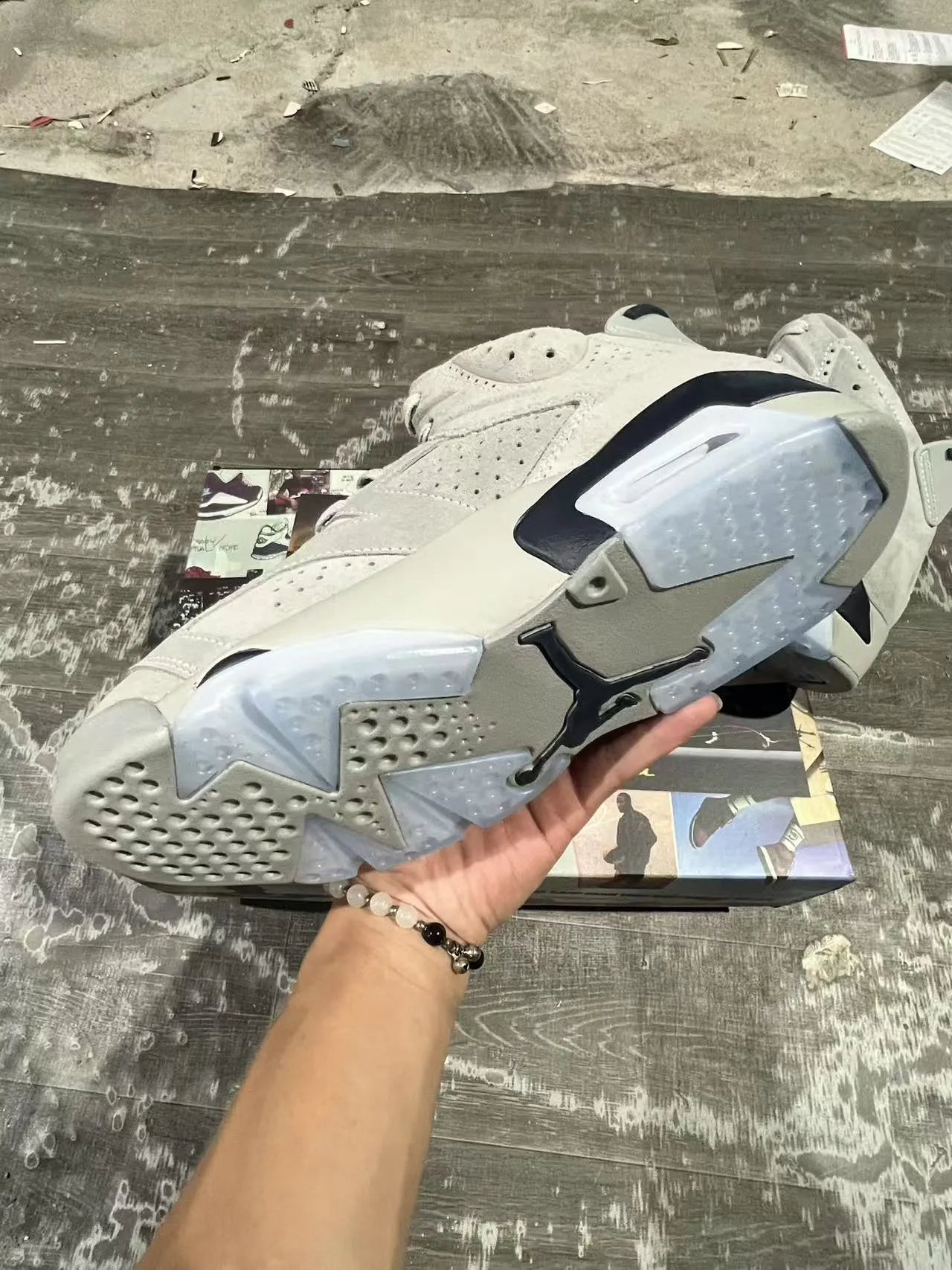 Air Jordan 6 Light Gray Suede Black White Basketball Shoes 9