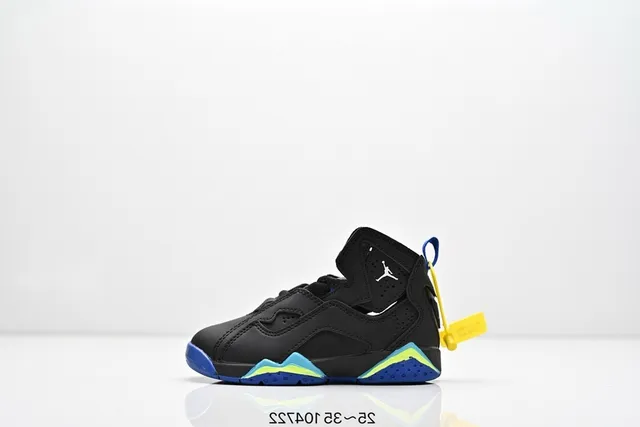 Air Jordan 7 Black Blue Neon Lime Basketball Shoes 2
