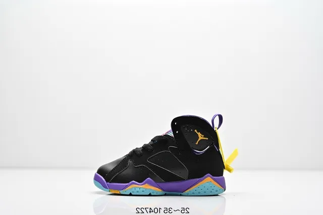 Air Jordan 7 Black Blue Neon Lime Basketball Shoes 4