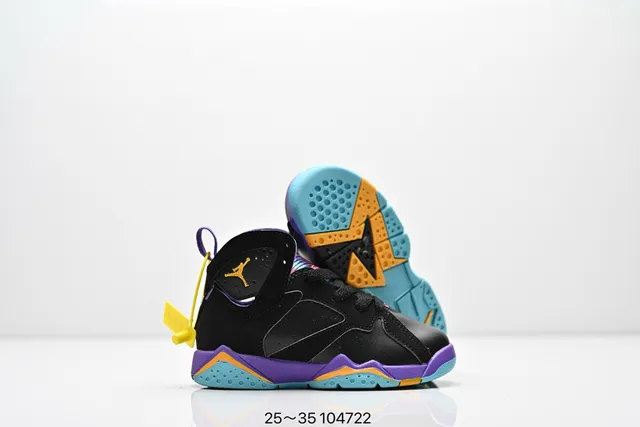 Air Jordan 7 Black Blue Neon Lime Basketball Shoes 24