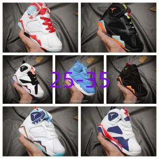 Air Jordan 7 White Red Blue Kids Basketball Shoes
