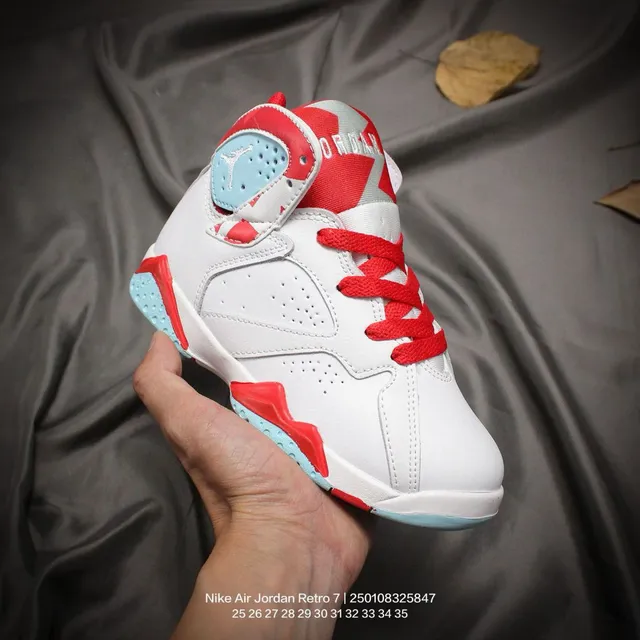 Air Jordan 7 White Red Blue Kids Basketball Shoes 2