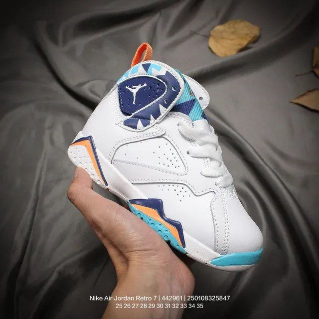 Air Jordan 7 White Red Blue Kids Basketball Shoes 7