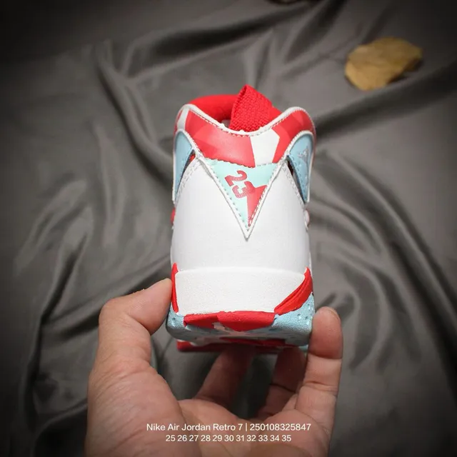 Air Jordan 7 White Red Blue Kids Basketball Shoes 21