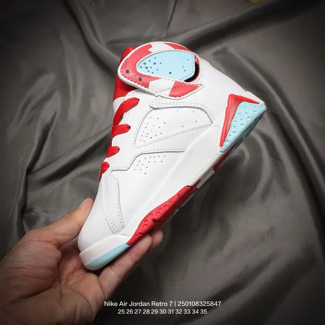 Air Jordan 7 White Red Blue Kids Basketball Shoes 22