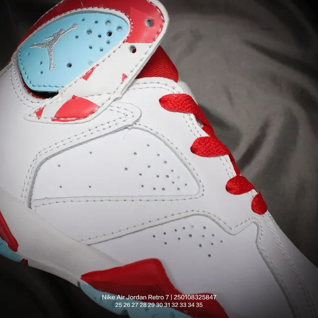 Air Jordan 7 White Red Blue Kids Basketball Shoes 23