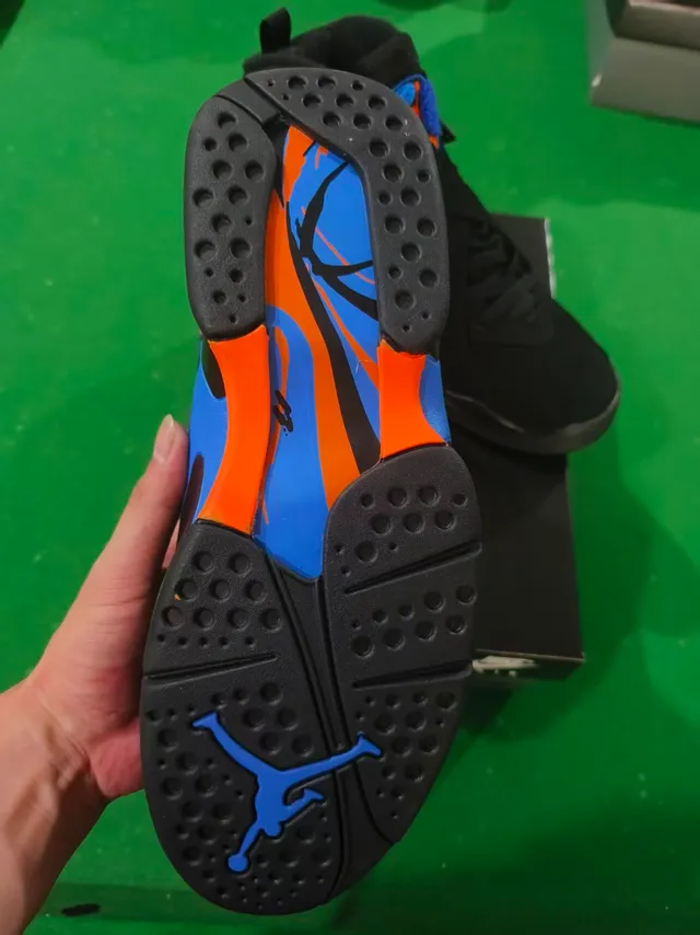 Air Jordan 8 Black Blue Orange Flame Basketball Shoes 3