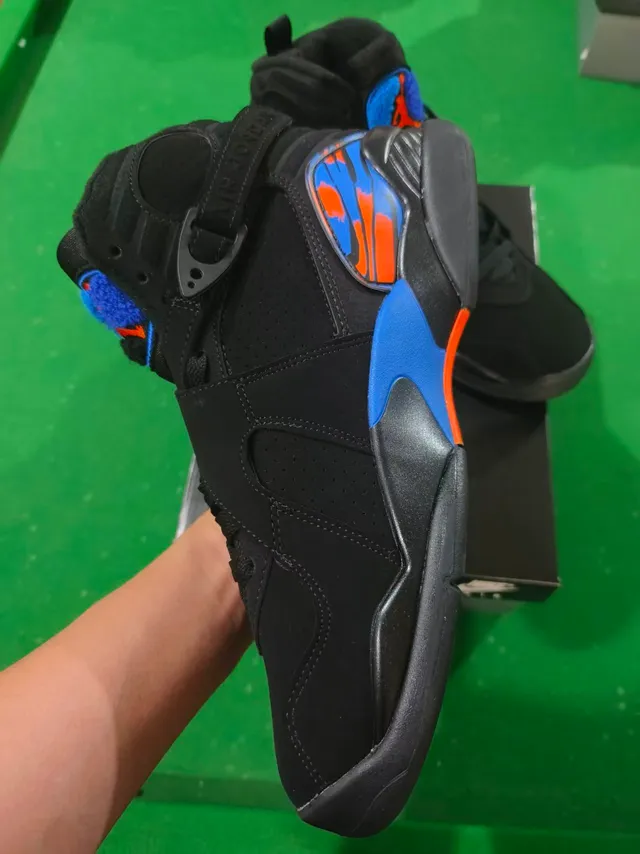 Air Jordan 8 Black Blue Orange Flame Basketball Shoes 4