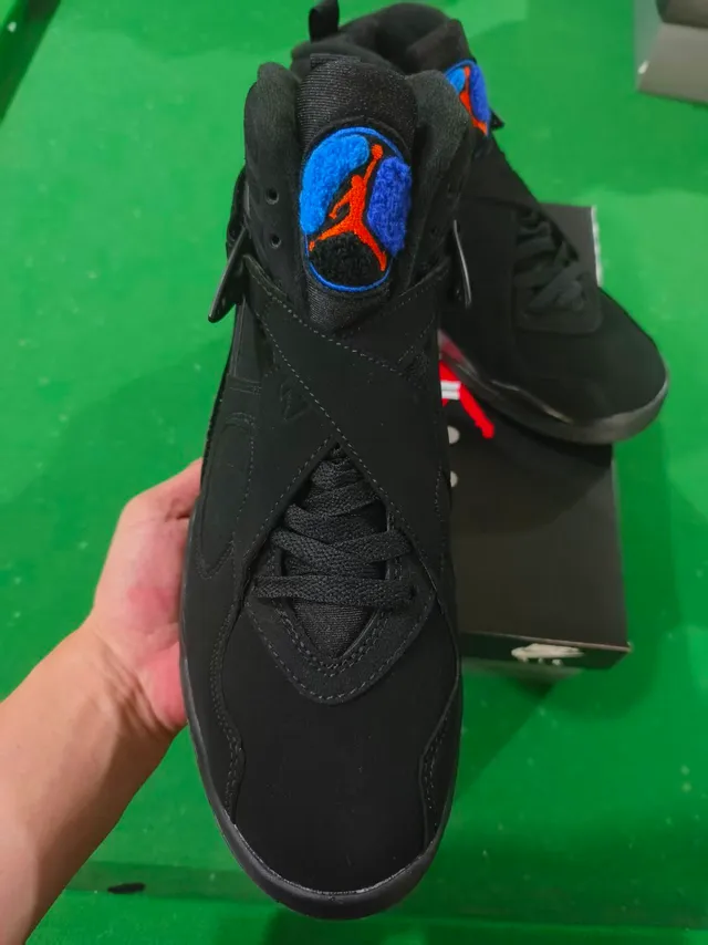 Air Jordan 8 Black Blue Orange Flame Basketball Shoes 5