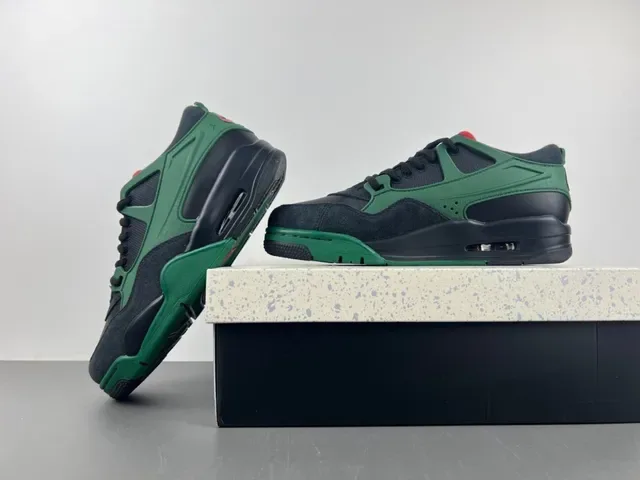 Air Jordan Black Green Layered Upper Visible Unit Lifestyle Sneakers 14