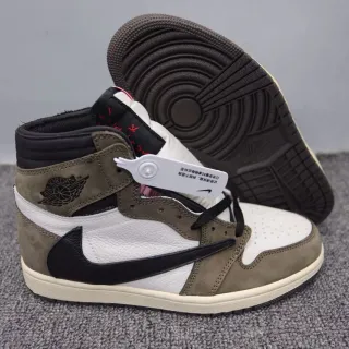 Air Jordan Brown White High-Top Suede-and-Leather Upper Basketball Shoes