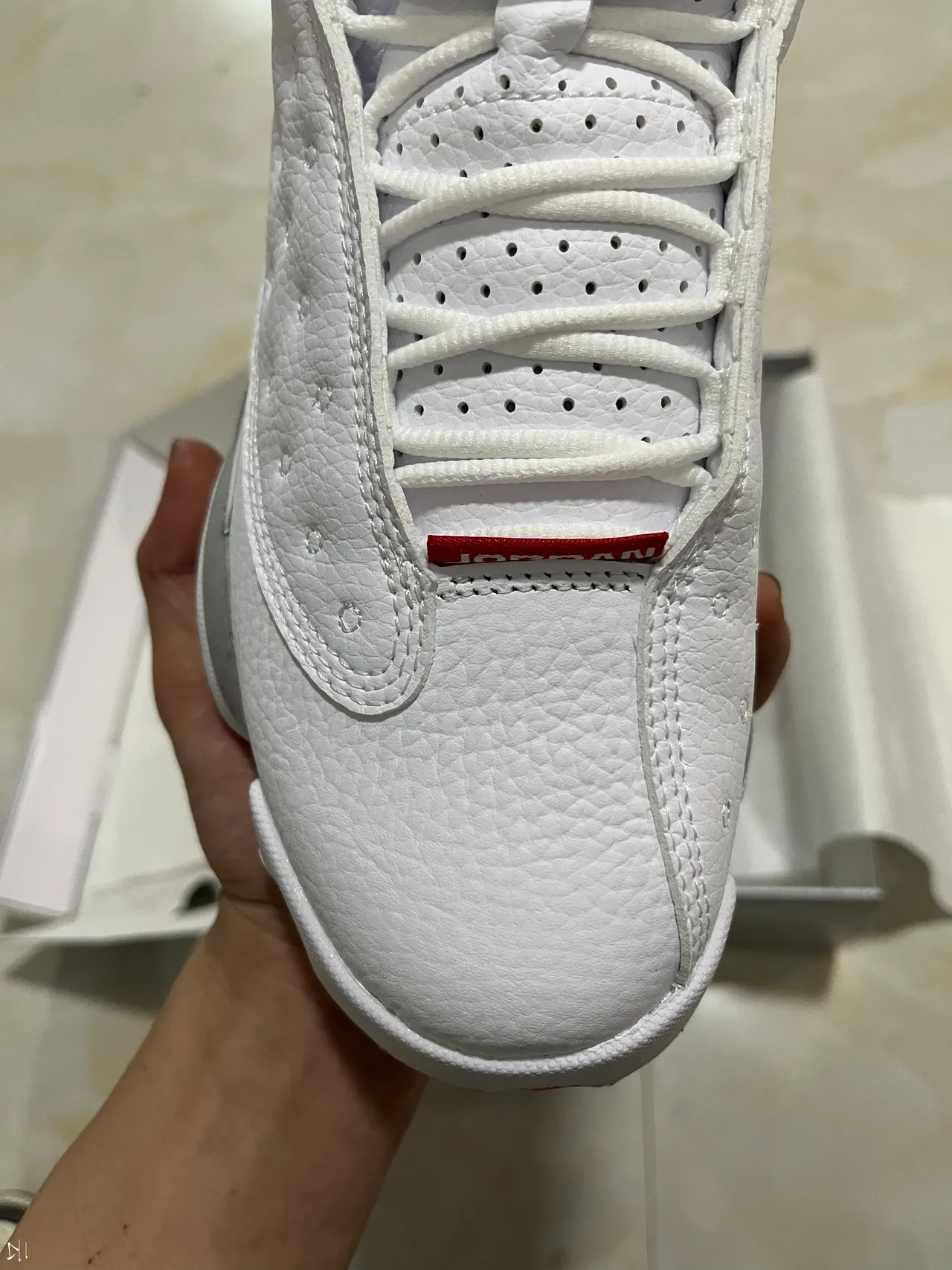 Air Jordan White Gray Perforated Leather Upper Layered Segmented Midsole Basketball Shoes 3