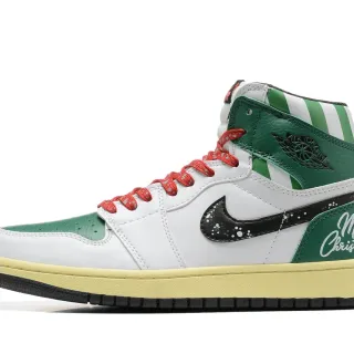 Air Jordan White Green High-Top Silhouette Color Blocking Basketball Shoes