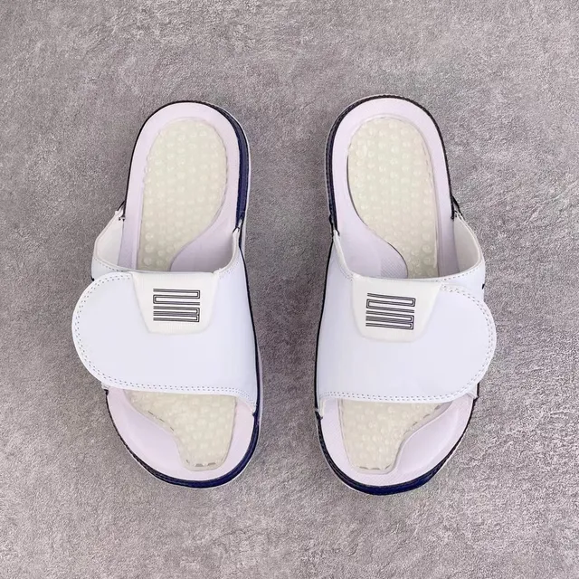 Air Jordan White Navy Open-Back Slide Leather Upper Slippers 3