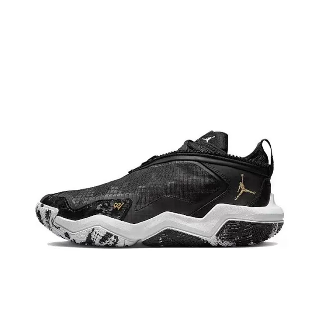 Air Jordan Zion 2 حذاء كرة السلة أسود أبيض ذهبي 2