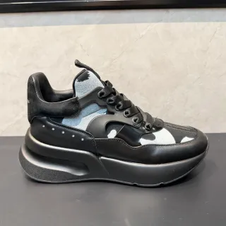 Alexander McQueen Black Silver Oversized Platform Sole Layered Synthetic Cage Overlay Chunky Sneakers