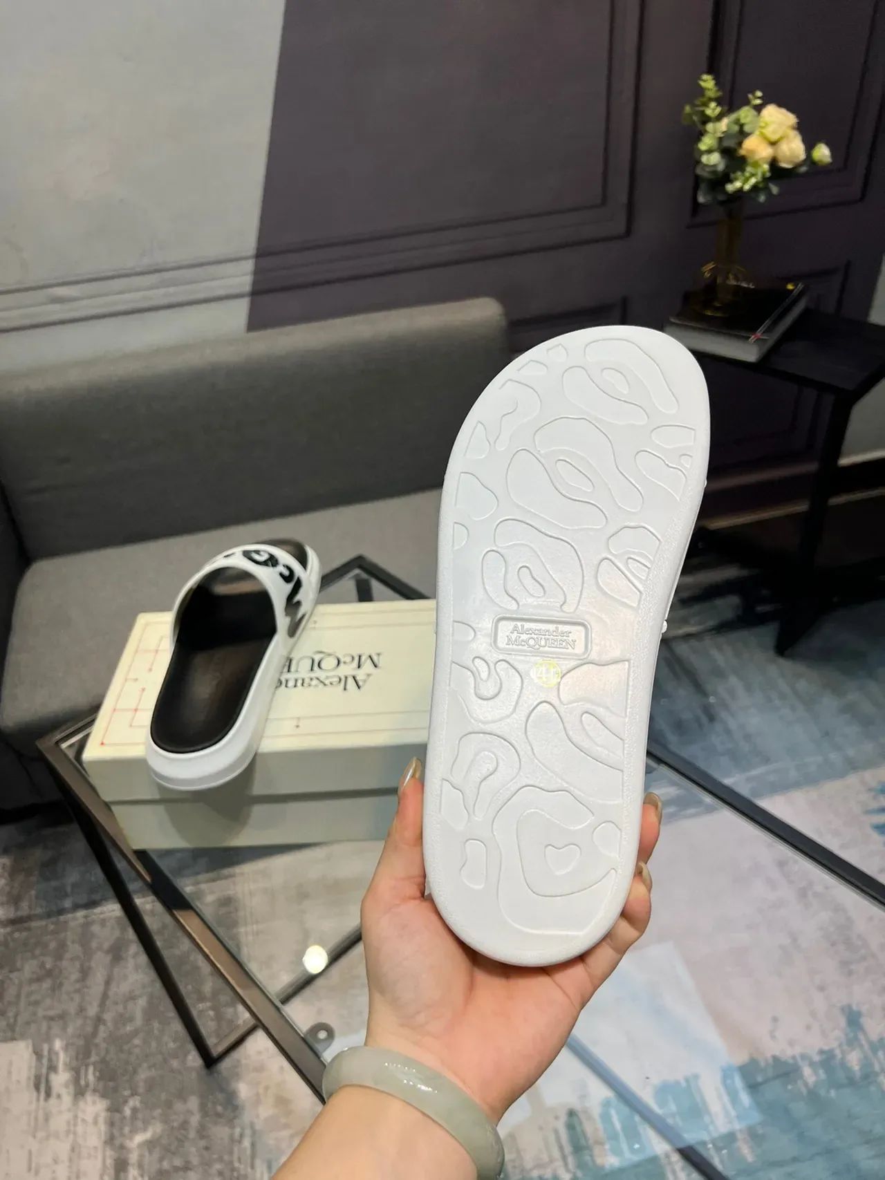 Alexander McQueen Graphic Strap Platform Slide Slippers 7