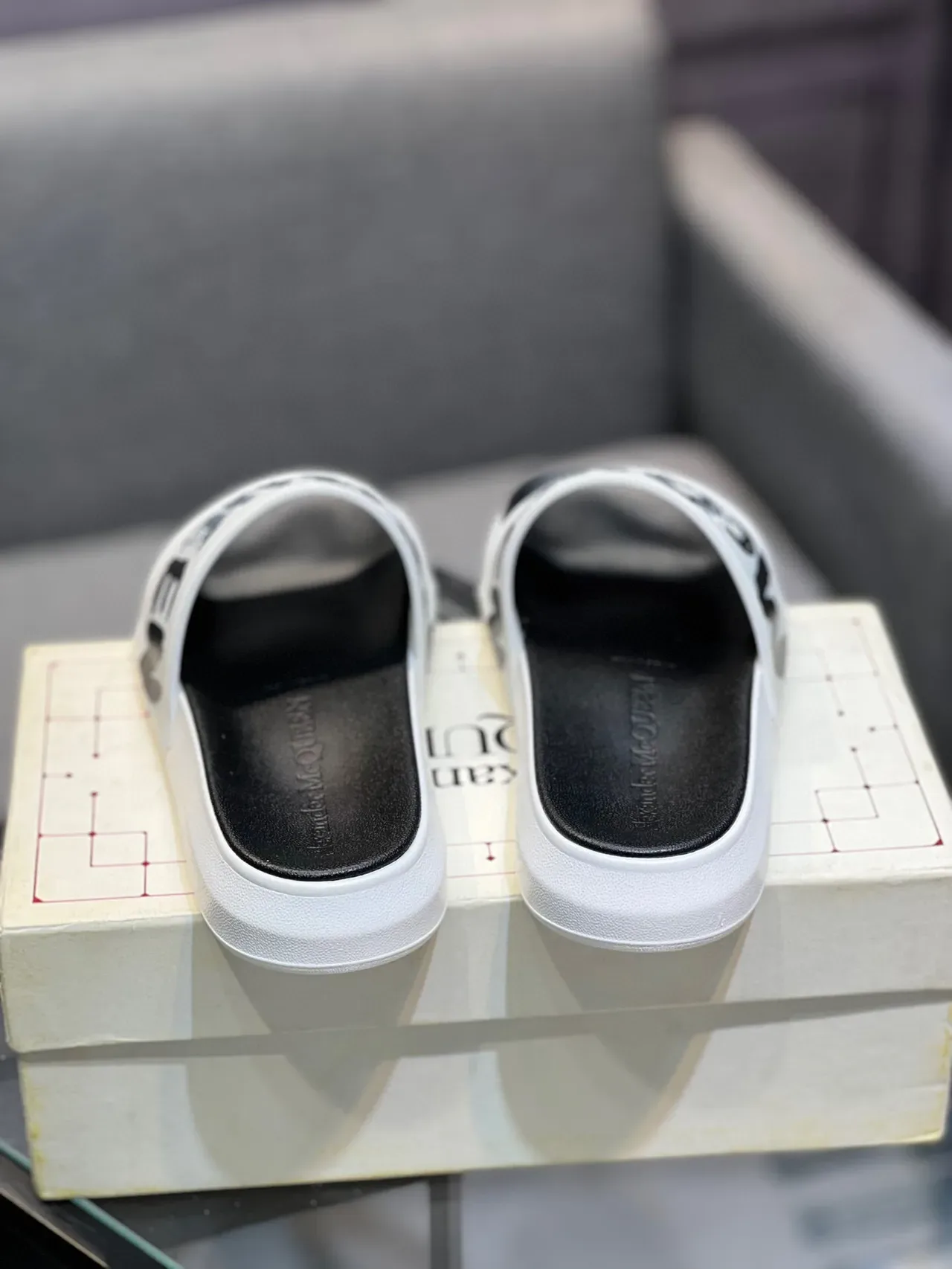 Alexander McQueen Graphic Strap Platform Slide Slippers 8
