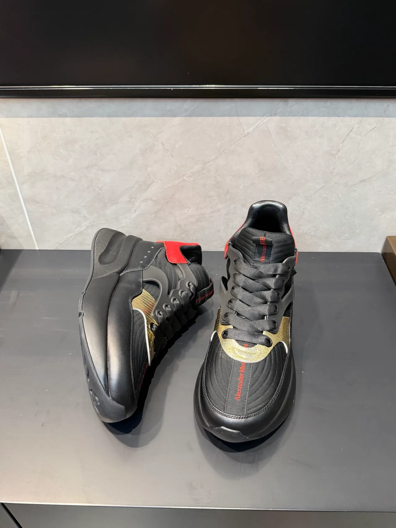 Alexander McQueen Oversized Sneaker Black Red Gold Chunky Sneakers 3
