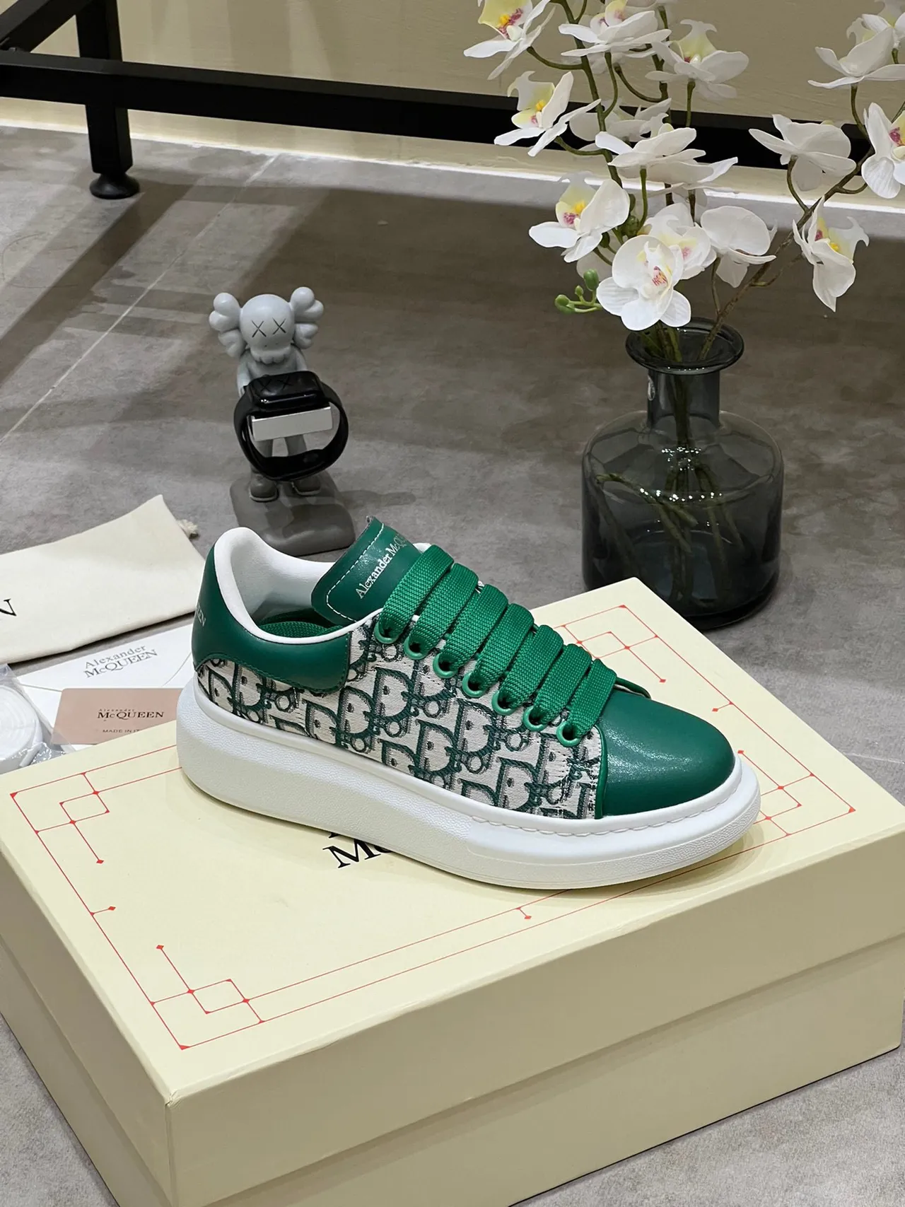 Alexander McQueen Oversized Sneaker Green Monogram Lifestyle Sneakers 2