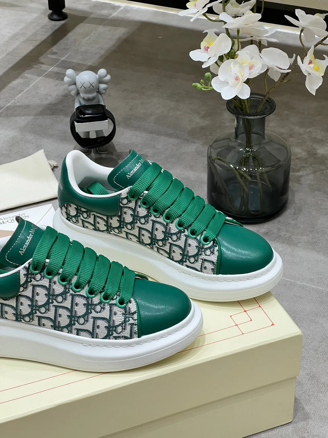 Alexander McQueen Oversized Sneaker Green Monogram Lifestyle Sneakers 4