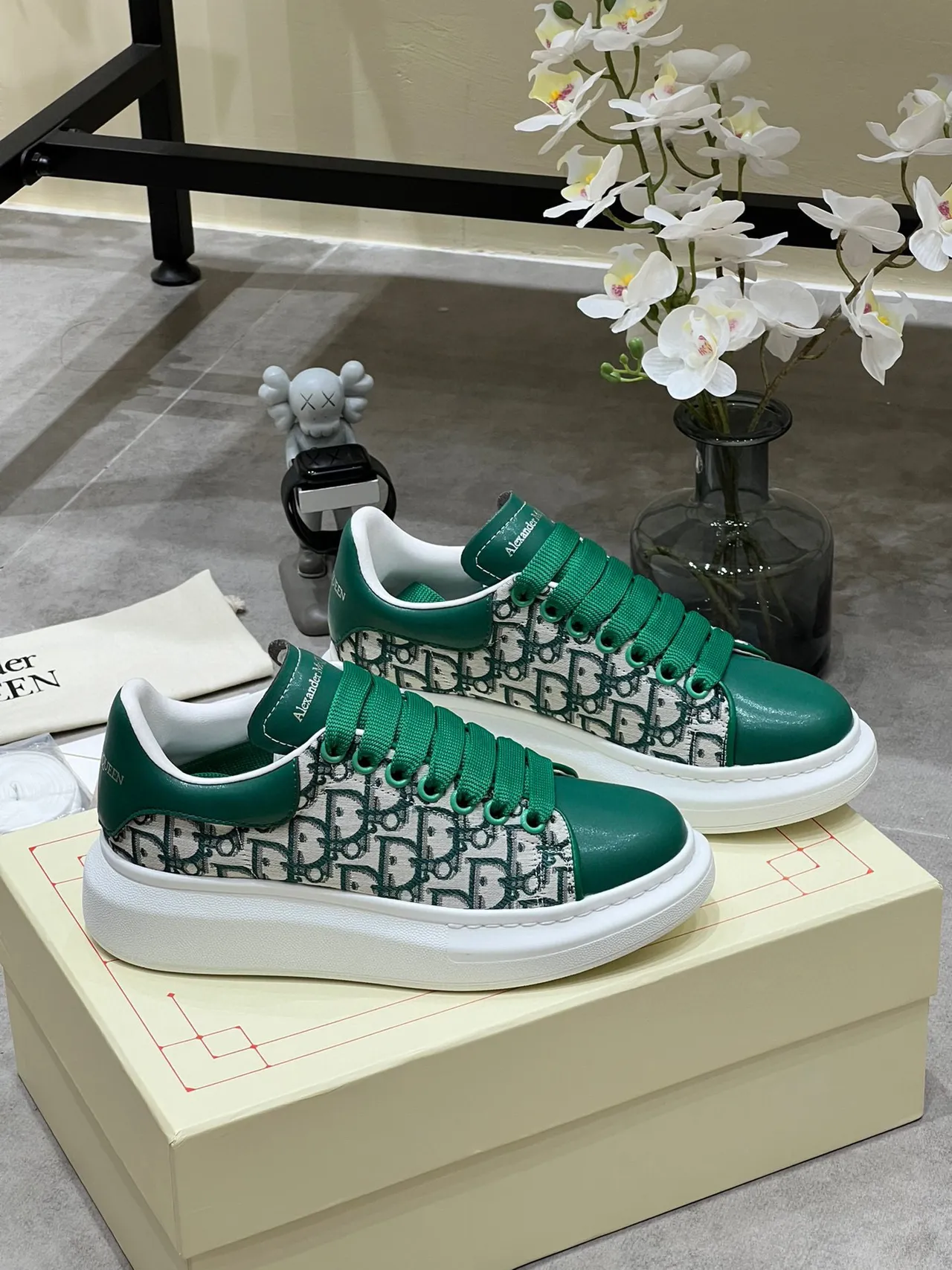 Alexander McQueen Oversized Sneaker Green Monogram Lifestyle Sneakers 5