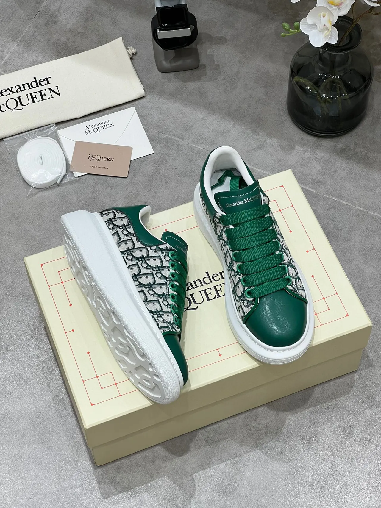 Alexander McQueen Oversized Sneaker Green Monogram Lifestyle Sneakers 6