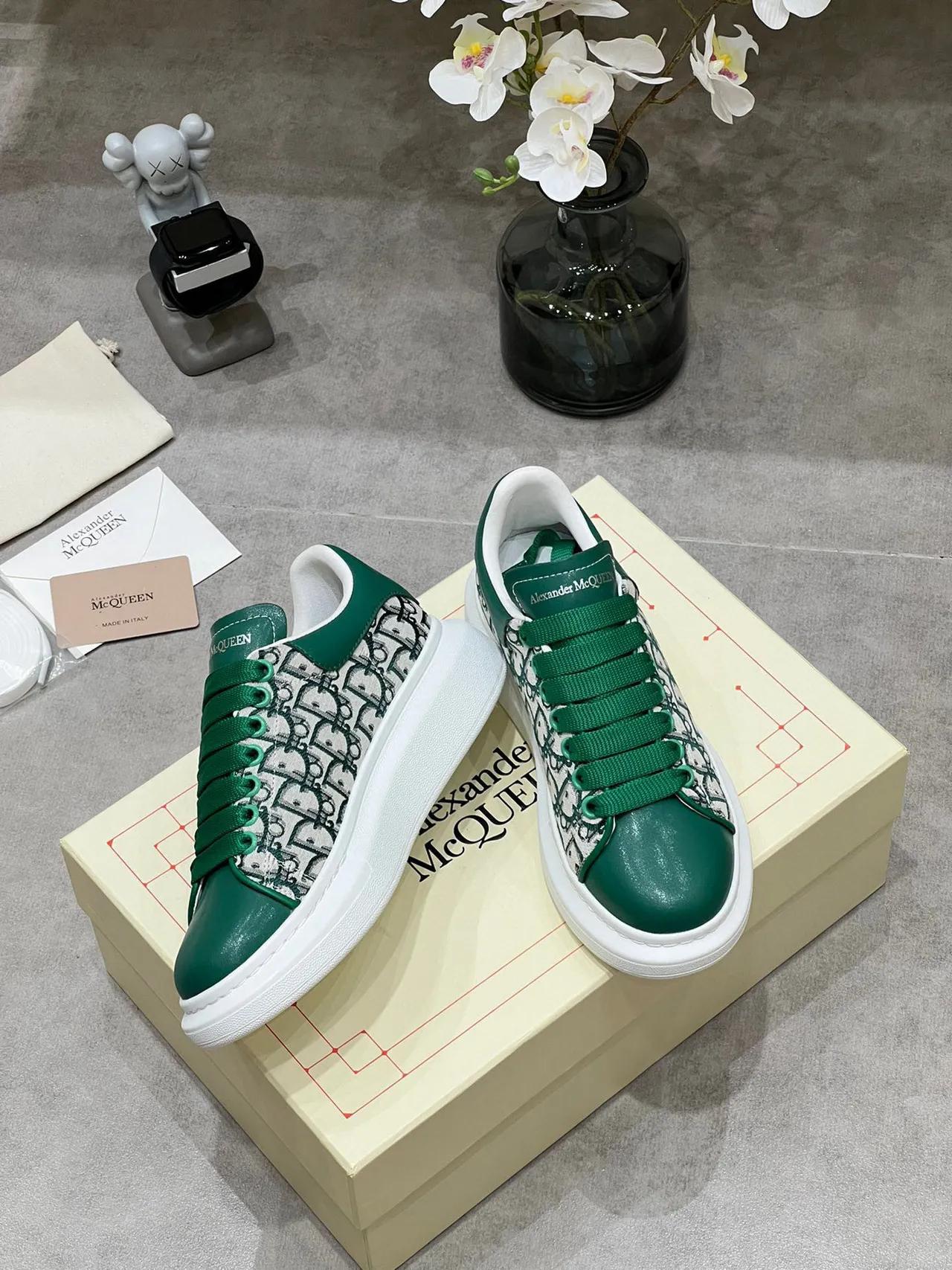 Alexander McQueen Oversized Sneaker Green Monogram Lifestyle Sneakers 7