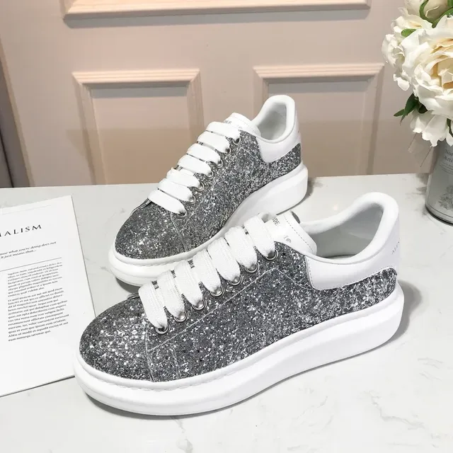Alexander McQueen Oversized Sneaker Silver Glitter Lifestyle Sneakers 2