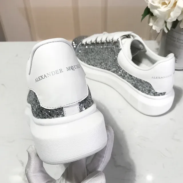 Alexander McQueen Oversized Sneaker Silver Glitter Lifestyle Sneakers 4