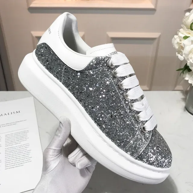 Alexander McQueen Oversized Sneaker Silver Glitter Lifestyle Sneakers 5