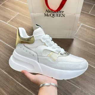 Alexander McQueen Oversized Sneaker White and Gold Chunky Sneakers