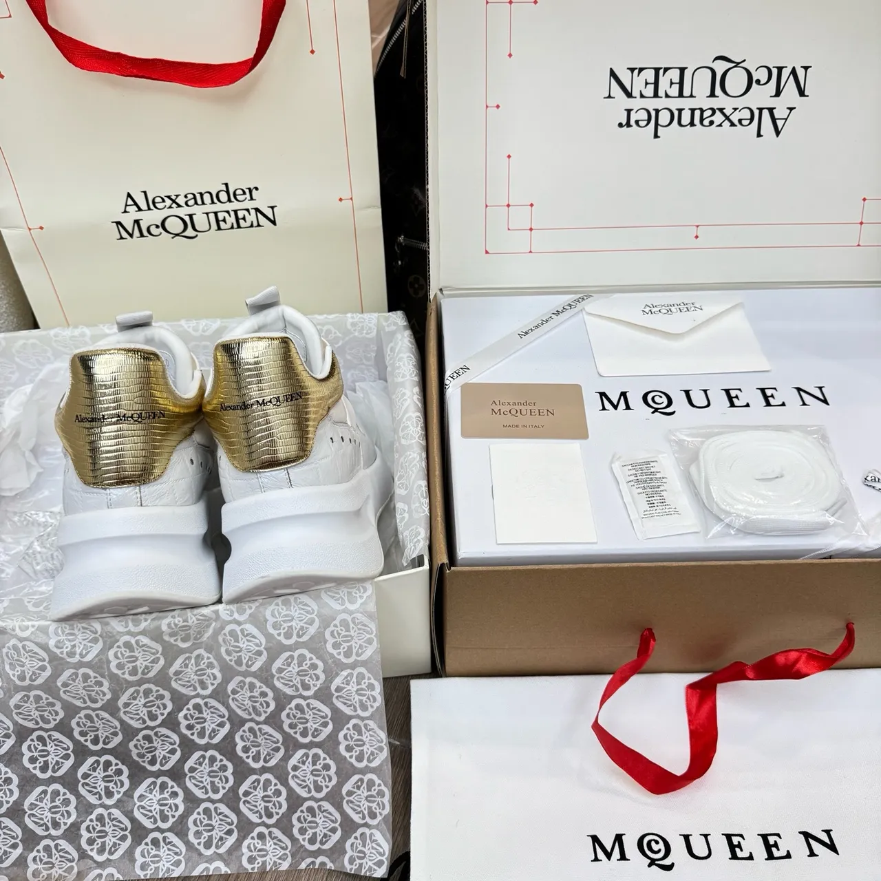 Alexander McQueen Oversized Sneaker White and Gold Chunky Sneakers 2