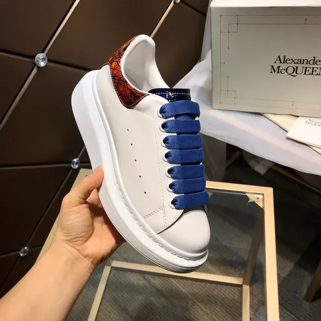 Alexander McQueen Oversized Sneaker White Blue Platform Laceless Elastic Straps Chunky Sneakers 2