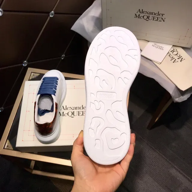 Alexander McQueen Oversized Sneaker White Blue Platform Laceless Elastic Straps Chunky Sneakers 4