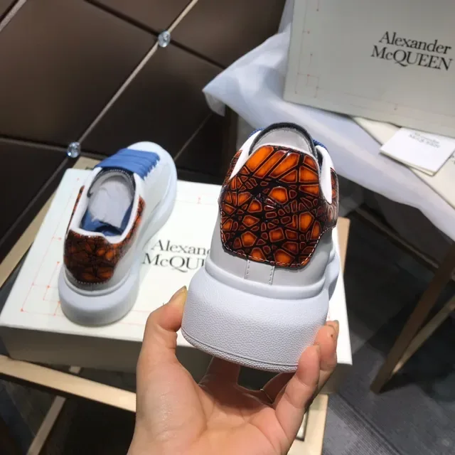 Alexander McQueen Oversized Sneaker White Blue Platform Laceless Elastic Straps Chunky Sneakers 5