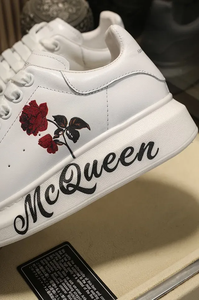 Alexander McQueen Oversized Sneaker White Embroidered Rose Lifestyle Sneakers 3