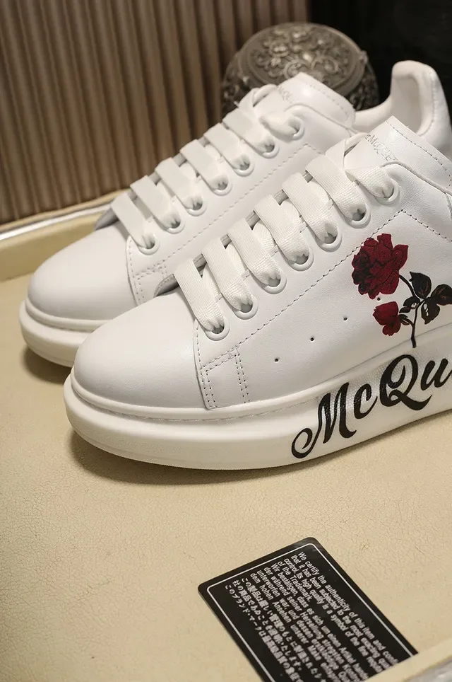 Alexander McQueen Oversized Sneaker White Embroidered Rose Lifestyle Sneakers 4