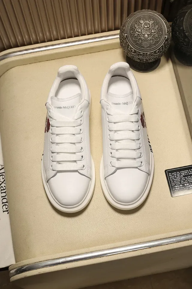 Alexander McQueen Oversized Sneaker White Embroidered Rose Lifestyle Sneakers 8
