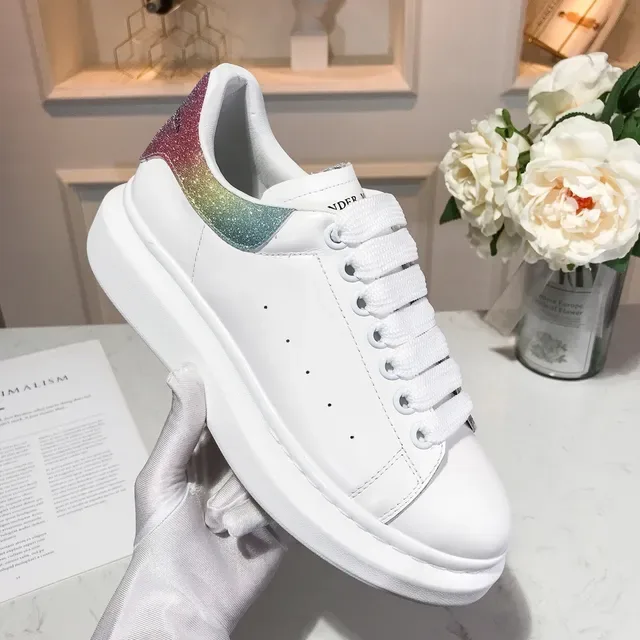 Alexander McQueen Oversized Sneaker White Multicolor Sole Glitter Heel Tab Lifestyle Sneakers 3