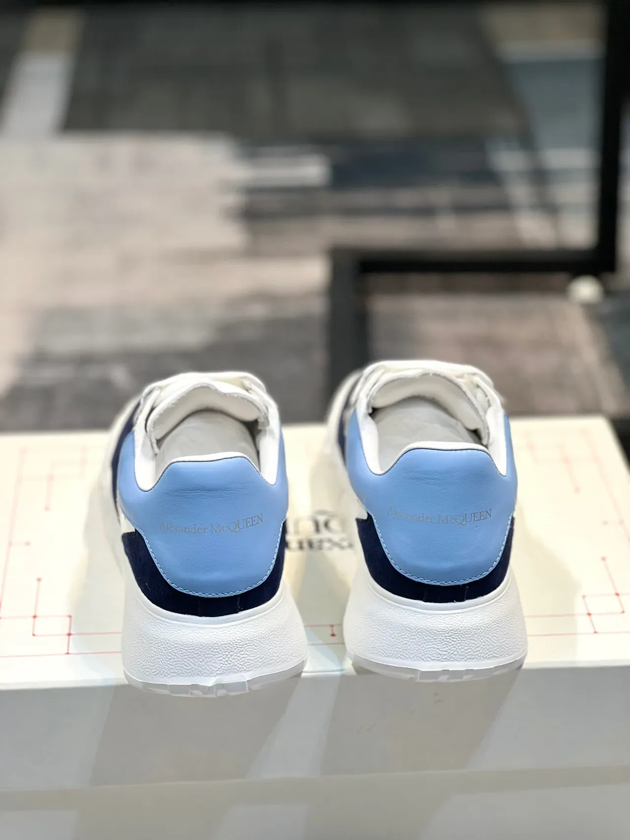 Alexander McQueen Oversized Sneaker White Navy Light Blue Chunky Sneakers 3
