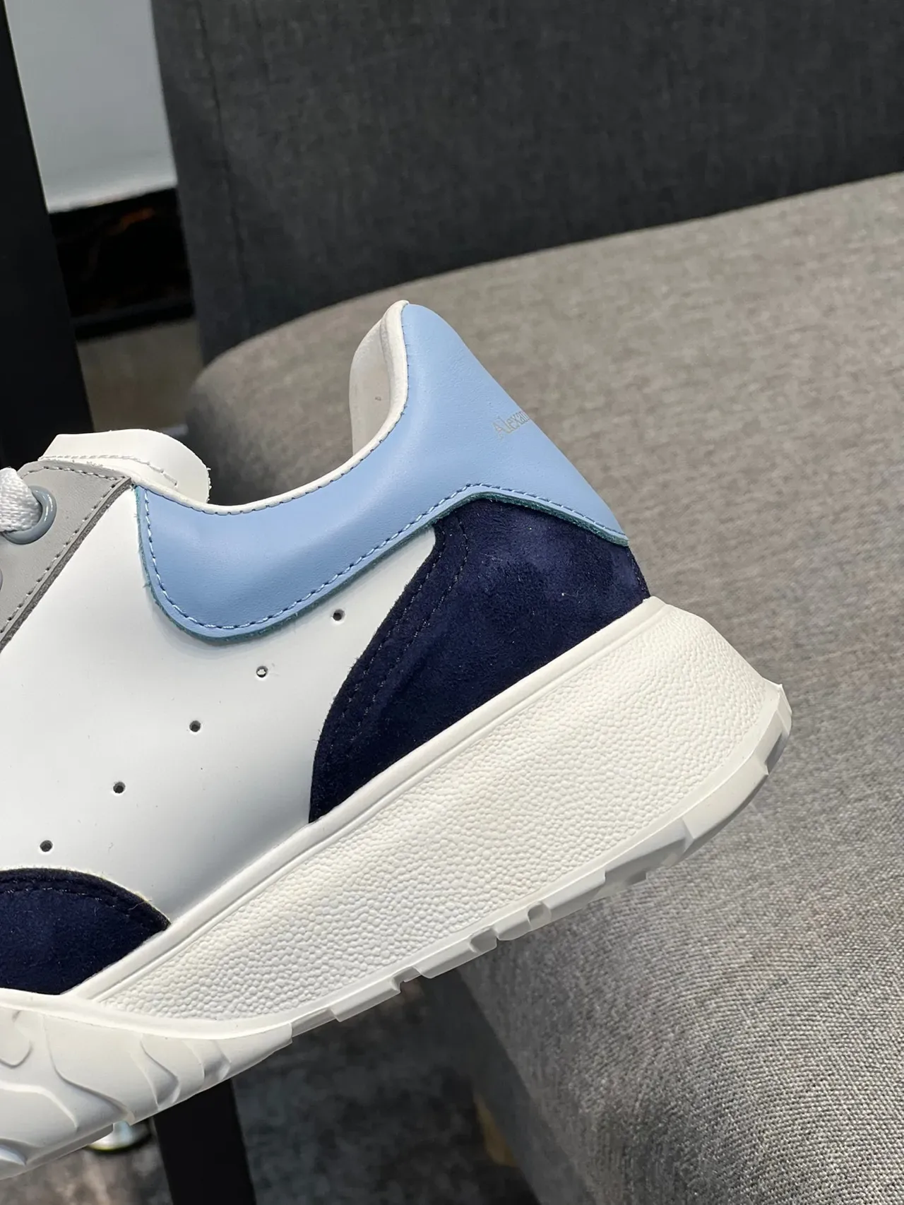 Alexander McQueen Oversized Sneaker White Navy Light Blue Chunky Sneakers 8