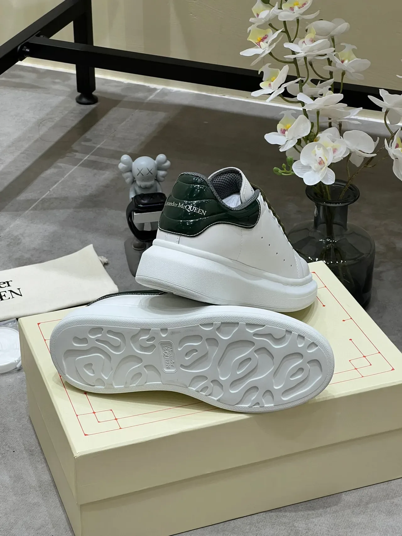 Alexander McQueen Oversized Sneaker White Olive Green Lifestyle Sneakers 2