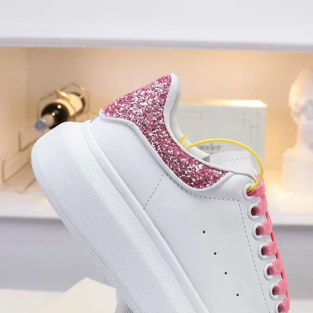 Alexander McQueen Oversized Sneaker White Pink Platform Sole Smooth Leather Upper Lifestyle Sneakers 2