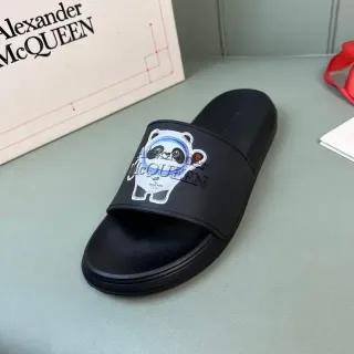Alexander McQueen Panda Graphic Black Slide Slippers